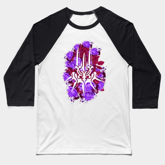 CLAN - Purple Flowers Style Baseball T-Shirt by Scailaret